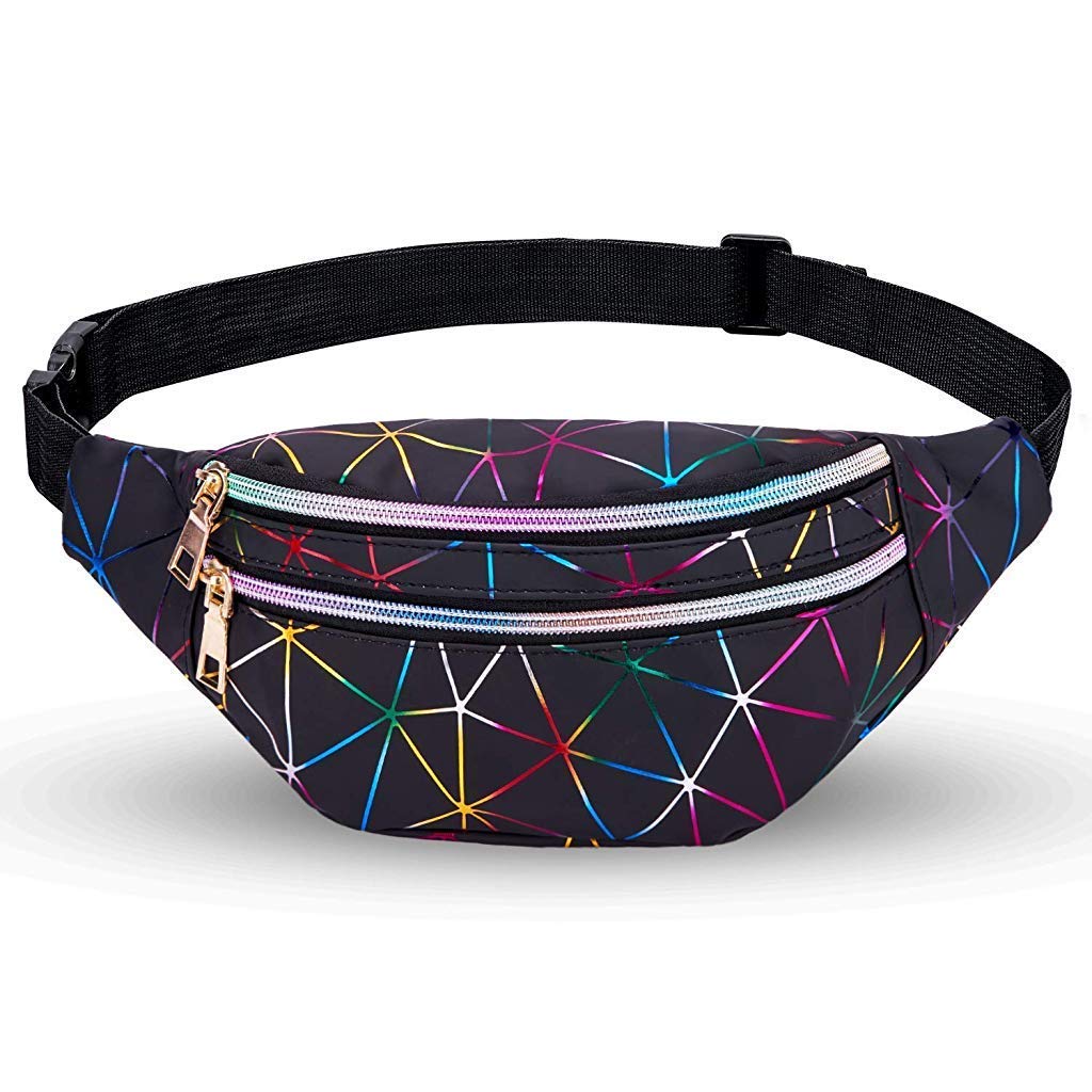 SANNIDHI  Waist Bag Ladies Outdoor Summer Sports Lightweight Waist Bag (Black) SANNIDHI  Waist Bag Ladies Outdoor Summer Sports Lightweight Waist Bag (Black)